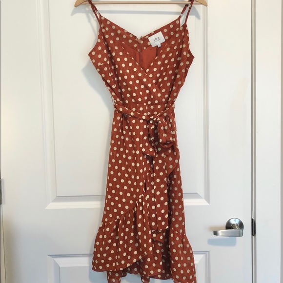NWT J.O.A. Polka Dot Dress in Mahogany size S - Picture 5 of 8